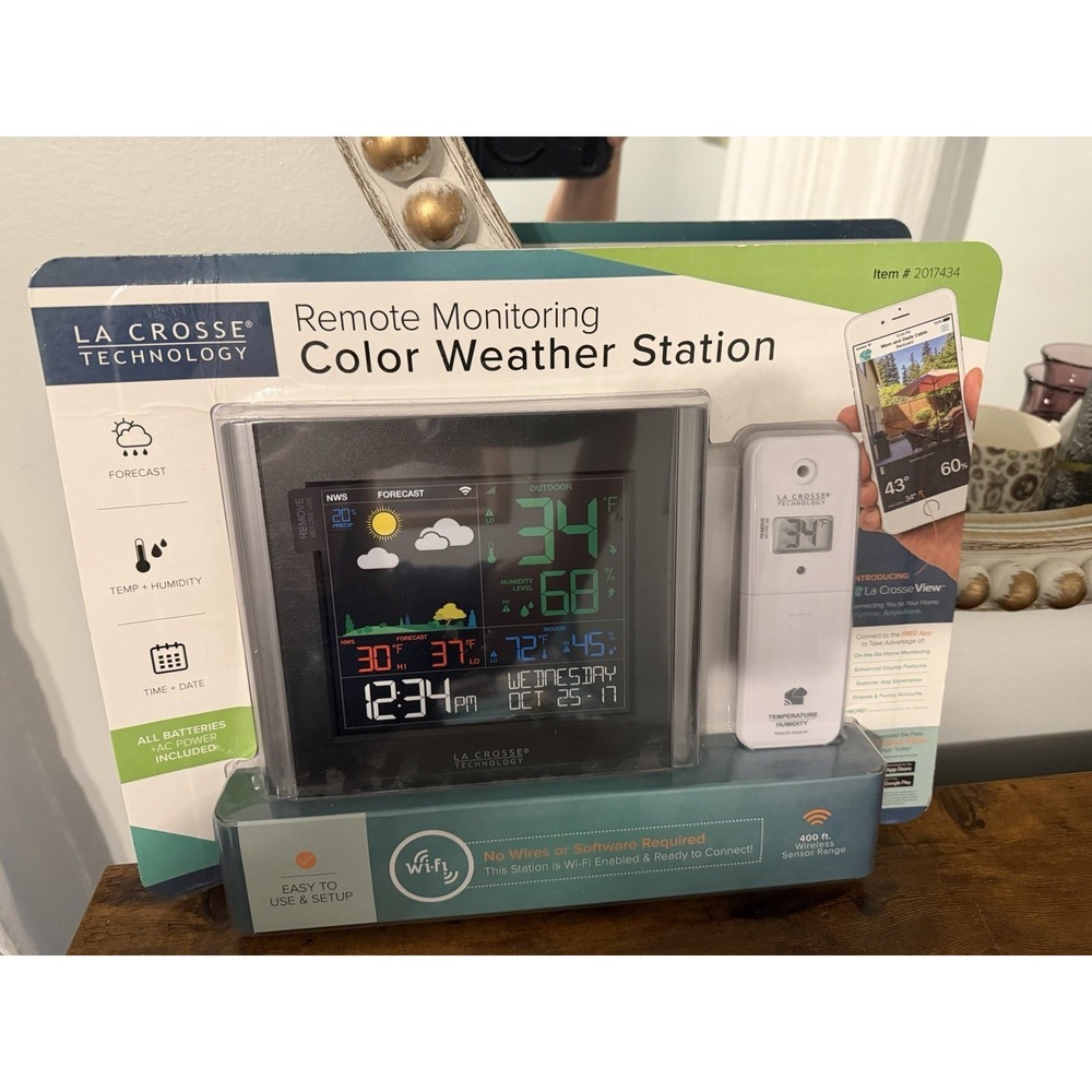 La Crosse C84343 WiFi Color Weather Station Remote Monitoring New